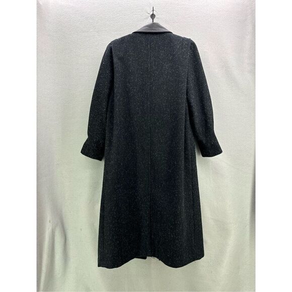 Vintage 80s Maggie Lawrence Wool Blend Leather Accented Overcoat Size 12 - Picture 2 of 9